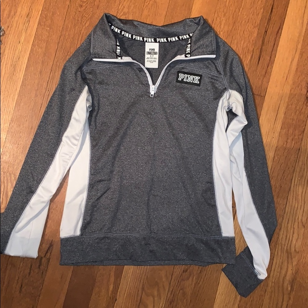 PINK grey quarter zip